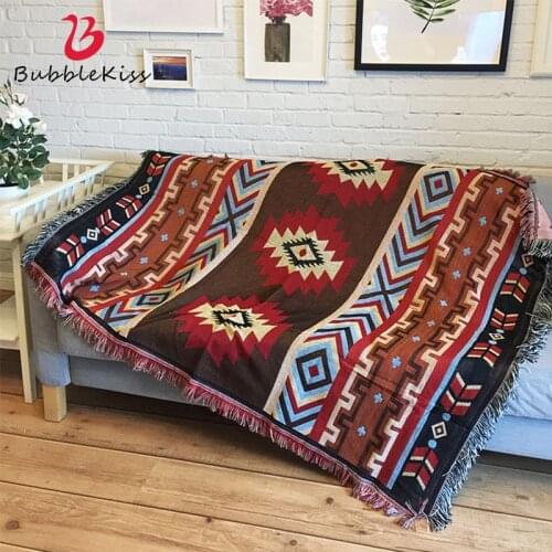Bubble Kiss Indian Ethnic Style Sofa Throw Blanket On The Bed Spring Autumn Living Room Sofa Blanket Home Wearable Cover Blanket