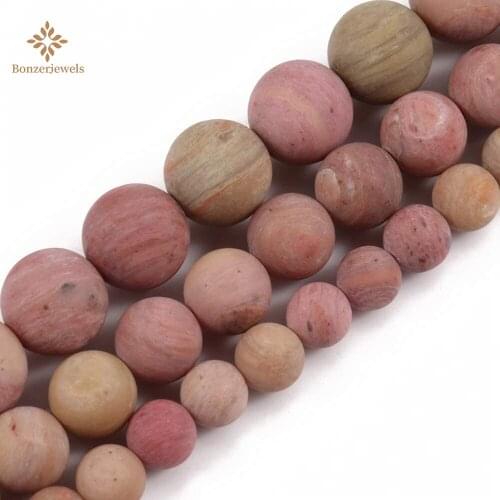 Wholesale Natural Dull Polished Matte Rhodochrosite Jaspers FrostedStone Spacer Beads For DIY Jewelry Making 4/6/8/10/12mm