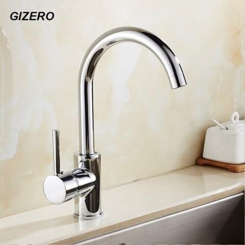 Wholesale Bathroom Basin Sink Mixer Taps 360 Swivel Spout Hot And Cold Water Faucet Chrome Polished Kitchen Sink Mixer ZR649