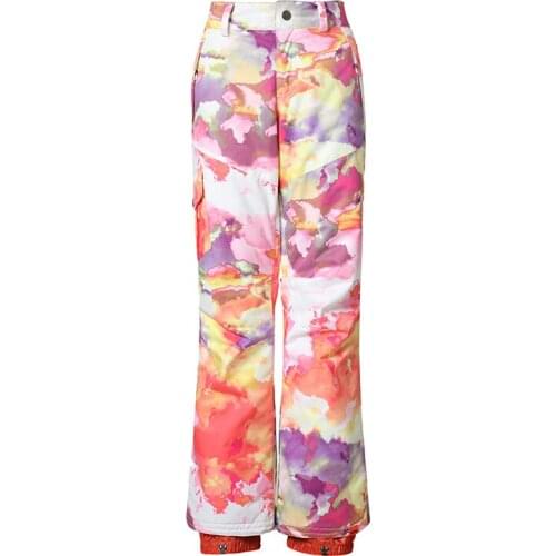 Camouflage Orange Pink Purple White Brand Womens Snowboarding Pant Ski Trouser 10K Waterproof Windproof Snow Pants for Female