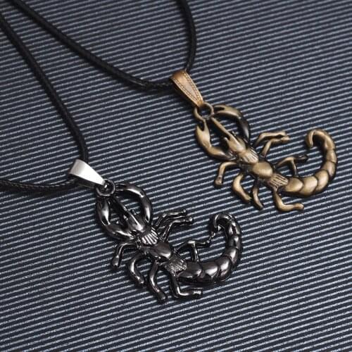 Scorpion Necklace Pendants Men Metal Scorpio Necklace Womens Fashion Pendant Rope Chain Unisex Jewelry Festival Gift