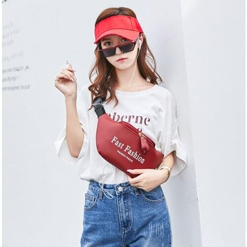 Womens Fashion Waist Packs Personalized Fashion Color PU Leather Flashing Lattice Belt Bag Fanny Pack