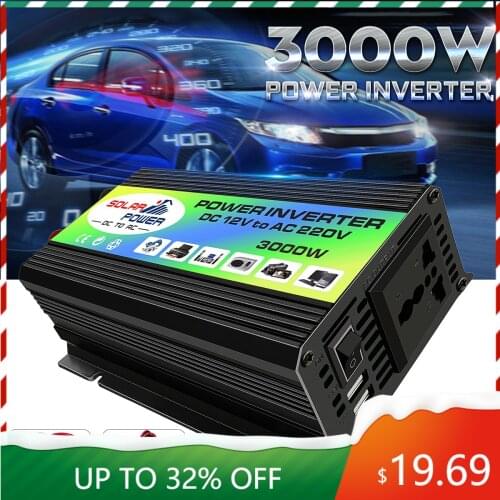 Solar Inverter 3000W Peak Voltage Transformer Converter DC 12V To AC 220V Car Inverter For Solar Inverter Home Appliances