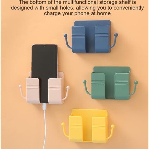 Remote Control Box Multifunction Storage Box Wall Mounted Phone Holder Plastic Case Organizer for Home Office