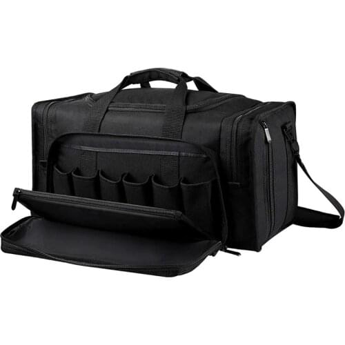 SoarOwl Tactical Gun Range Bag Shooting Duffle Bags for Handguns Pistols with Lockable Zipper and Heavy Duty Antiskid Feet Black