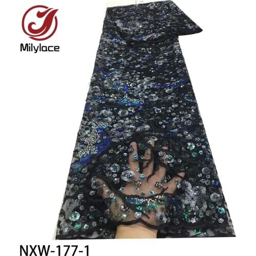 African Sequins Fabric French Tulle Mesh Lace Fabric 2020 High Quality Nigerian Lace Fabric for Bridal Material NXW-177