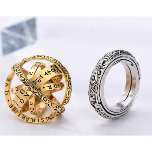 WYJZY Astronomical ball flip deformation couple ring creative couple ring fashion personality jewelry