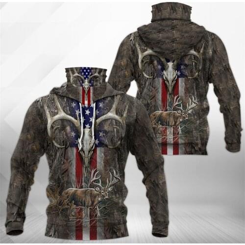 Deer Hunting 3D Printed Hoodies Fashion Sweatshirt Women Men Casual Pullover Hoodie Mask Warm Cosplay Costumes 02
