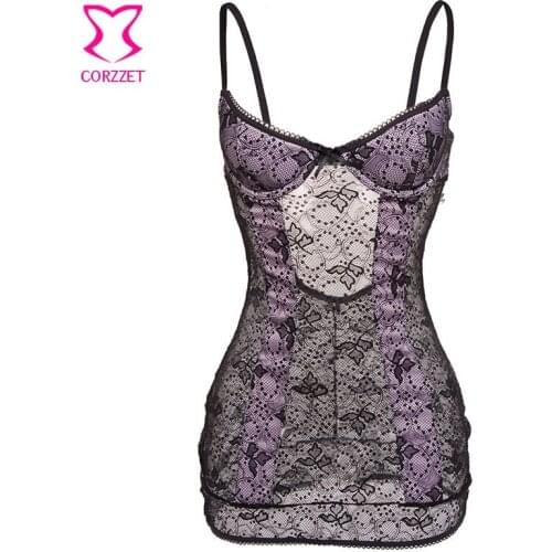 Black/Pink Floral Dot Lace Lenceria Sexy Lingerie Hot Plus Size Erotic Underwear Women Nightwear Chemise De Nuit Femme Nuisette