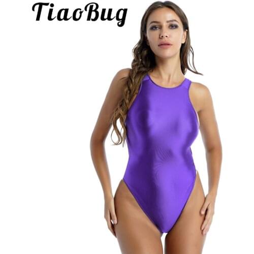 Womens Fashion Skinny Bikini Swimming Bodysuit Cutout Back Sleeveless Sexy Bodycon Leotard Slim Fit Wetlook Hot Romper Jumpsuit
