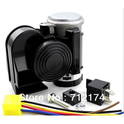 BLACK 12V 136db Air Horn ALARM Snail Compact For Car Truck Van Vehicle Motorcycle Boat Bike speakers