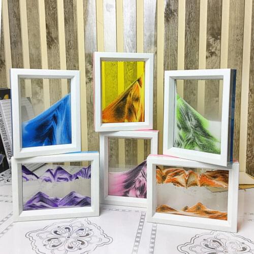 1Pcs Plastic Frame Quicksand Painting Home Decorations Glass 3D Hourglass Creative Flow Landscape Painting Birthday Gifts Crafts