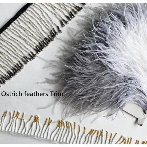 10-13 CM Ostrich Feathers Trim White Plume Fringe TasseL For Wedding Dress Party Clothes Decoration Sewing Crafts 1M Wholesale