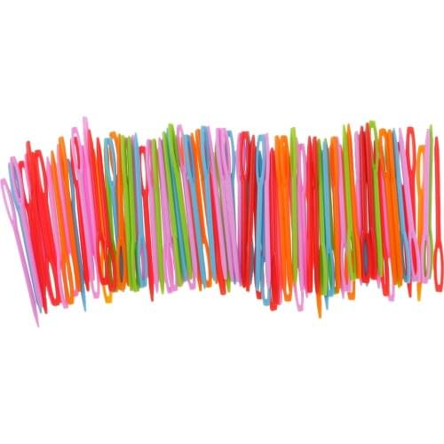 100pcs Colorful Plastic Sewing Needles for Kid Cross Stitch Knitting Crochet