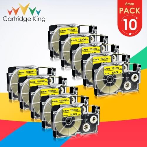 10PK XR-6YW Compatible Casio XR 6YW Black on Yellow Label Tapes 6mm Label Printer for Casio KL-60 KL-120 KL-8500 KL-880BU KL-880