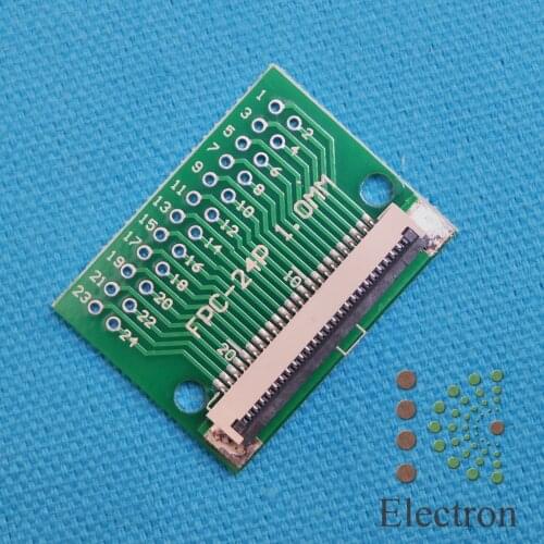 2pcs/lot 24P FFC FPC Adapter to 2.54mm 24Pin Flat Cable Socket Connector 0.5MM/1.0MM Pitch w/ 1.0mm flip cover for TFT LCD new