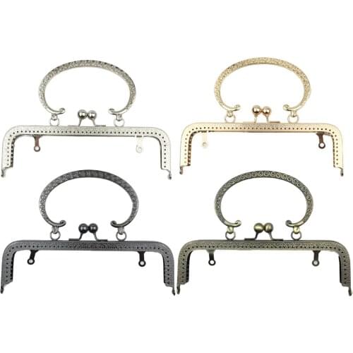 20cm straight knurling purse frame women DIY bag making metal clasp with handle 5pcs/lot