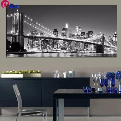 Diy Diamond Painting Large Size New York Brooklyn Bridge Landscape Full Square Round 5D Embroidery Cross Stitch Mosaic