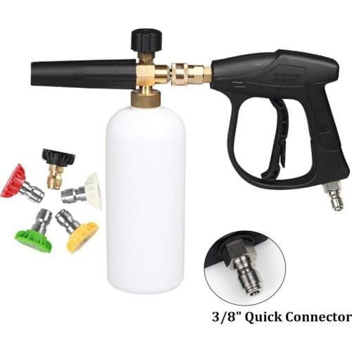 Car Washer 3/8" Quick Connector High Pressure Washer Snow Foam Lance 1/4" Quick Release with 5 Nozzles Car Cleaning Gun