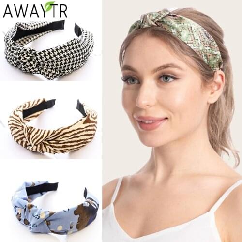 AWAYYTR Top Knot Hair Bow Headband Elastic Hairband for Women Hair Accessories Flower Wide Hair Band Hoop Girls Headdress