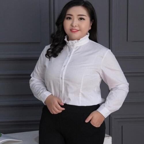 2020 Social Summer Office Work Shirts Blouses Plus Size Blouses For Women 3xl 6xl 8xl Blusas White Slim Ladies Tops A465