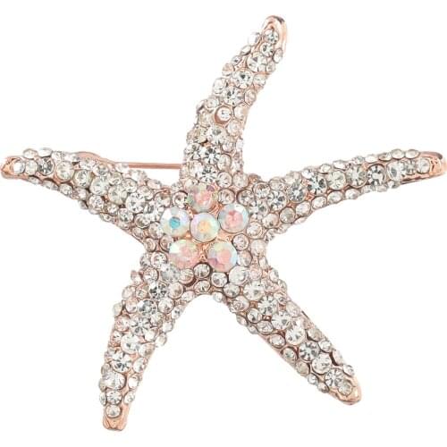 CINDY XIANG New Fashion Metal Full Rhinestone Starfish Brooch Pins Female Creative Corsage Animal Brooches Jewelry Accessories