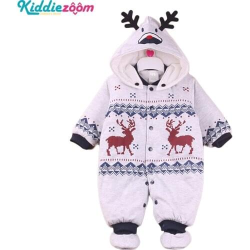 Baby Romper Cotton Newborn 0-12M Thicken Baby Boy Clothes Hooded Winter Outerwear Baby Girl Clothes One-Piece