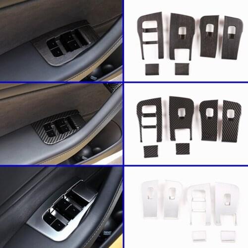 For Tesla Model 3 2018-2019 Car ABS Window Lifter Switch Buttons Decorative Frame Cover Trim Sticker Car Accessories Interior