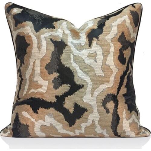 Home Decor Pillowcase Fashion Cushion Cover Abstract Geometric Black Coffee Striped Jacquard Throw Pillows Case Bedroom Bed Art