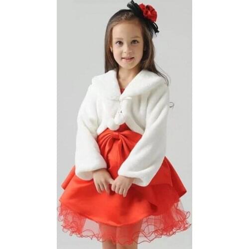 Elegant Ivory Wedding Party Flower Girla Fur Shawl Girls Wrap Fairy Bolero Wedding Accessory Fast Shipping