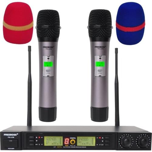 2 Way 200 Channels PLL IR UHF Wireless Microphone with 2 Handhelds for Karoke KTV Party UHF Dynamic Microphone