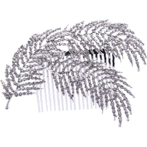 Feather Style Rhinestone Hair Combs Alloy Beautiful Wedding Hair Accessories Elegant Bridal Hair Jewelry Ornament Deocoration