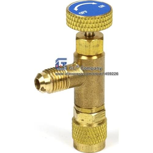 1/4''-1/4'' Flow Control Valve for Refrigerant Charging Hose R404A R22 R407C