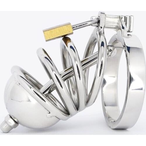 Stainless Steel Chastity Cage Cock Cage Urethral Catheter Lock Ring Penis Prison Delay Ejaculation BDSM Sex Toys For Men C035