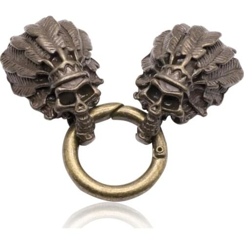 Retro alloy skull bracelet connector for DIY leather rope bracelet internal size 8-14mm