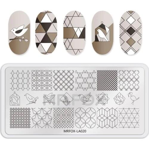 MRFOX Nail Art Stamping Template Flamingo Dolphin Snowflake Image Manicure Stamping Template For DIY Designs Nail