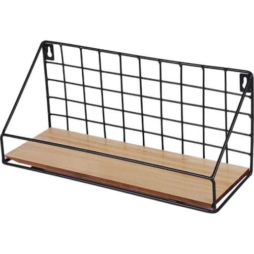 Floating Shelves Wall Mounted Rustic Wood Wire Frame Hanging Shelf for Bedroom Bathroom Living Room Kitchen Office