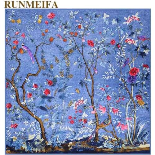 New Design vogue oil painting twill silk square scarf for ladies accessories scarfs Big Bufandas foulard femme gifts in stock