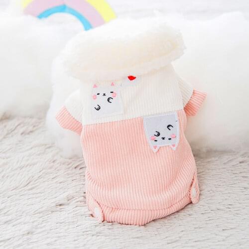 Dog Clothes New Dog Clothes Autumn and Winter Thickened Warm Lamb Velvet Cat Cartoon Small Dog Two-legged Pet Clothes