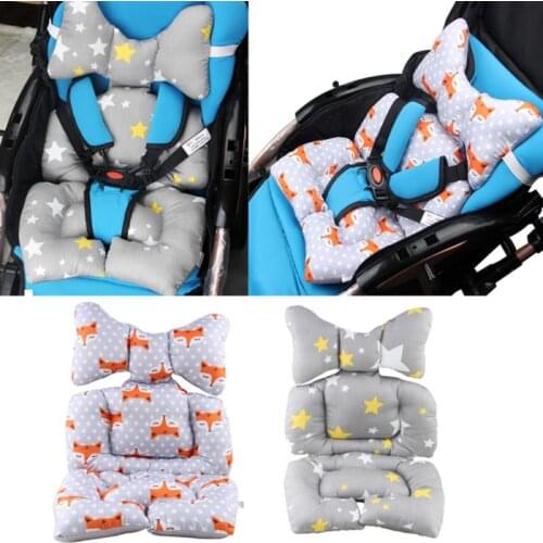 Baby Stroller Liner Car Seat Cushion Cotton Seat Pad Child Cart Mat Baby Head Body Support Pillow Summer Stroller Accessories