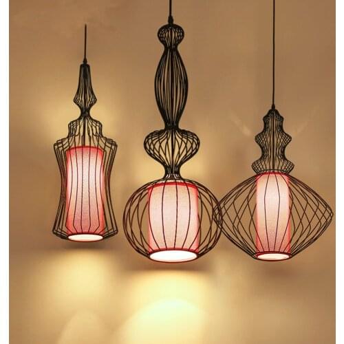 Pendant Light China iron Retro Pendant Lamp Dining Room Entrance Corridor Woodwork black decor living room home Pendant lighting