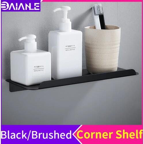 Bathroom Shelf Organizer Stainless Steel Bathroom Shelves Shower Storage Rack Wall Mount Toilet Corner Caddy Shampoo Shelf Black