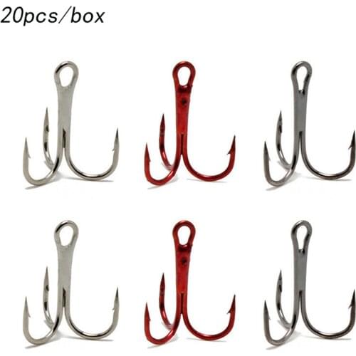 20pcs/box Fishing Treble Hook High Carbon Steel Fishing Hook 2/4/6/8/for Lure Triple Hook Fishing Tackle 3color