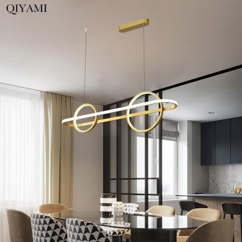 Modern Luxury Pendant Lights For Kitchen Dining Table Gold Black White Color LED Deco Hanging Lamps Dimmable Lighting AC 90-260V