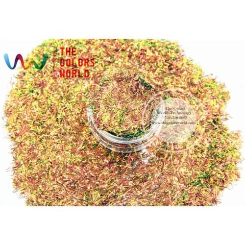 TCR404 Iridescent Red Gold With Green luster color Strip short bar shape 0.2*3MM Size glitter for nail Art and DIY decoration