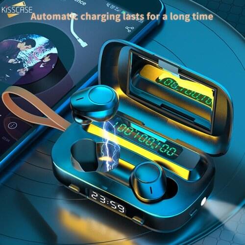 Kisscase TWS Bluetooth earphones Bluetooth 5.1 Wireless earphone Noise Reduction 9D Stereo Sports Waterproof Headset with mic