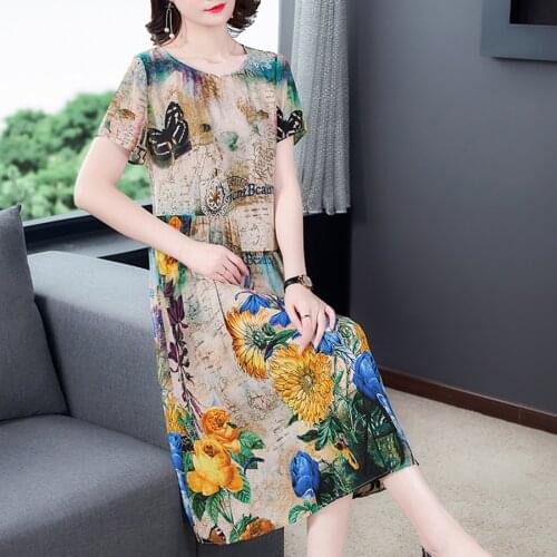 2021 Summer High Quality Floral Chiffon Dresses Fashion Vintage 4XL Plus Size Runway Midi Dresses Elegant Women Bodycon Vestidos