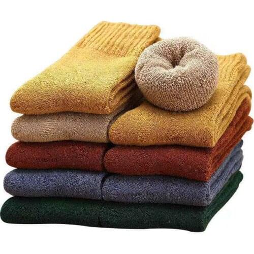 1 pair of super thick solid socks men and women wool rabbit socks cold snow Russian winter warm funny happy women socks