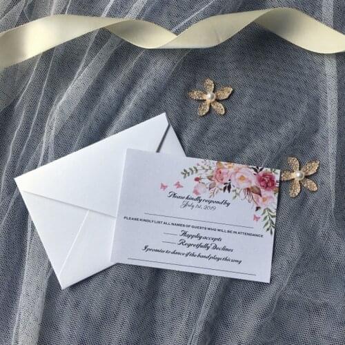 120pcs Lovely Charming details Wedding RSVP Response Cards Personalized cards with butterfly decoration for wedding invitations