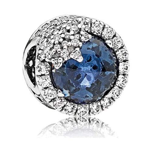 2020 New 925 Sterling Silver Beads Fashion Jewelry Sparkling Blue Charms Fit Original Pandora Bracelets Women DIY Gift